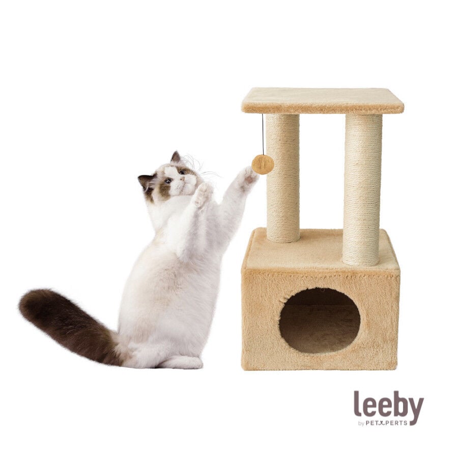 Leeby Colette Scratch rascador con cama nido y juguete beige para gatos, , large indicador imagen numero 2