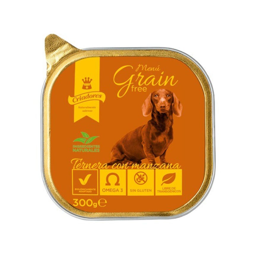 300 g Criadores Men&uacute; Grain Free Ternera y Manzana tarrina para perros, , large Imagen numero 1