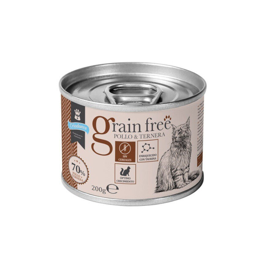 200 g Criadores Grain Free Pollo y Ternera lata para gatitos, , large Imagen numero 1