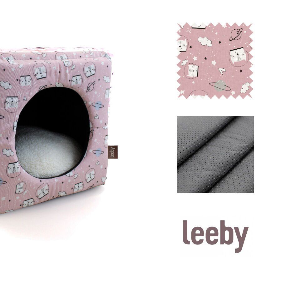 Leeby Cama Cueva Estampado C&oacute;mic Rosa para gatos, , large Imagen numero 5