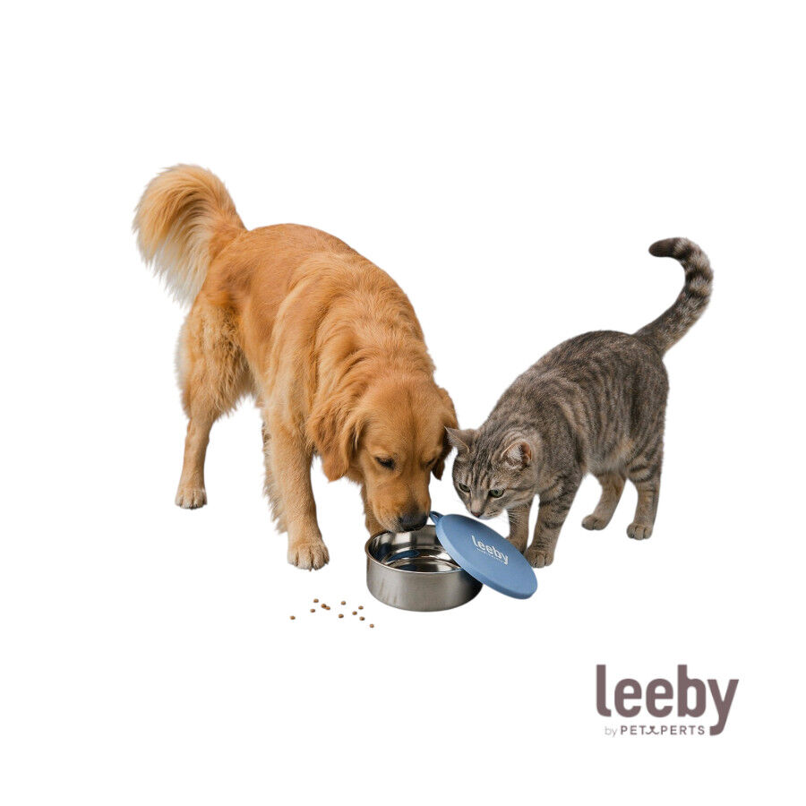 Leeby Tapa Comedero Azul para perros y gatos