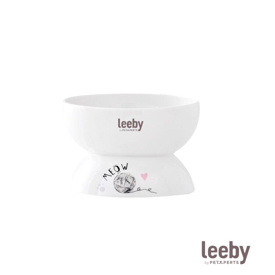 Leeby Comedero Elevado de Cer&aacute;mica Blanco para gatos, , large indicador imagen numero 2