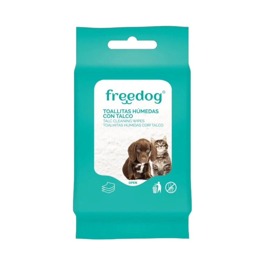 Freedog Toallitas H&uacute;medas con Talco para perros y gatos