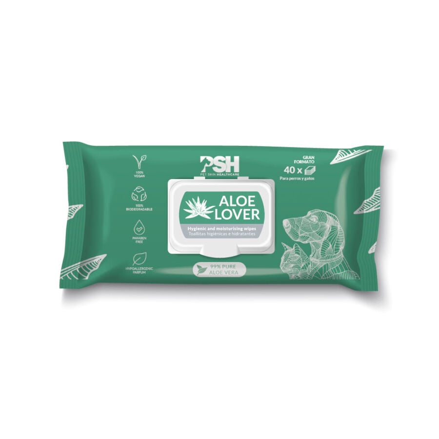 PSH Aloe Lover Toallitas H&uacute;medas para perros y gatos