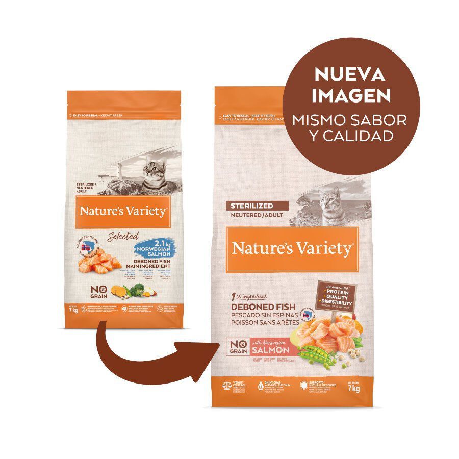 7 kg Nature's Variety No Grain Adult Sterilised Salm&oacute;n Noruego pienso para gatos, , large indicador imagen numero 2