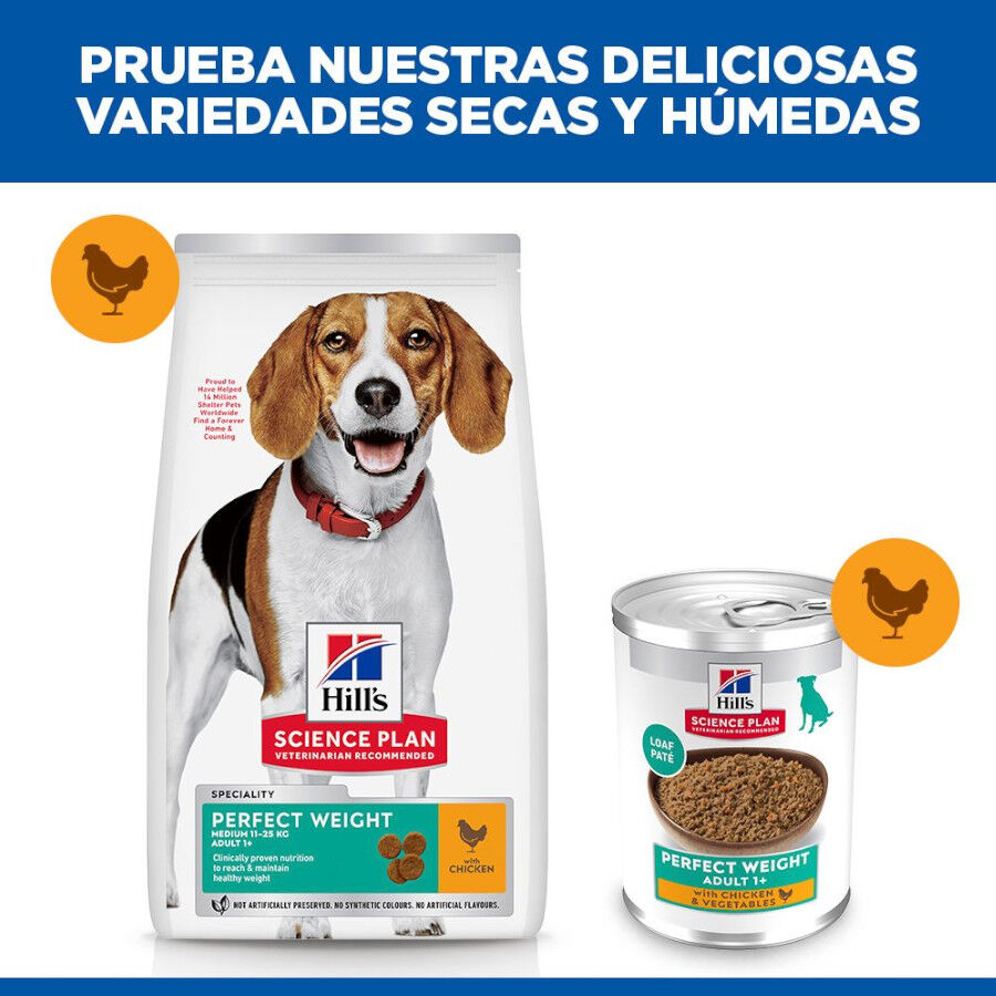 363 g Hill's Adult Perfect Weight Pollo y Vegetales lata para perros, , large Imagen numero 6