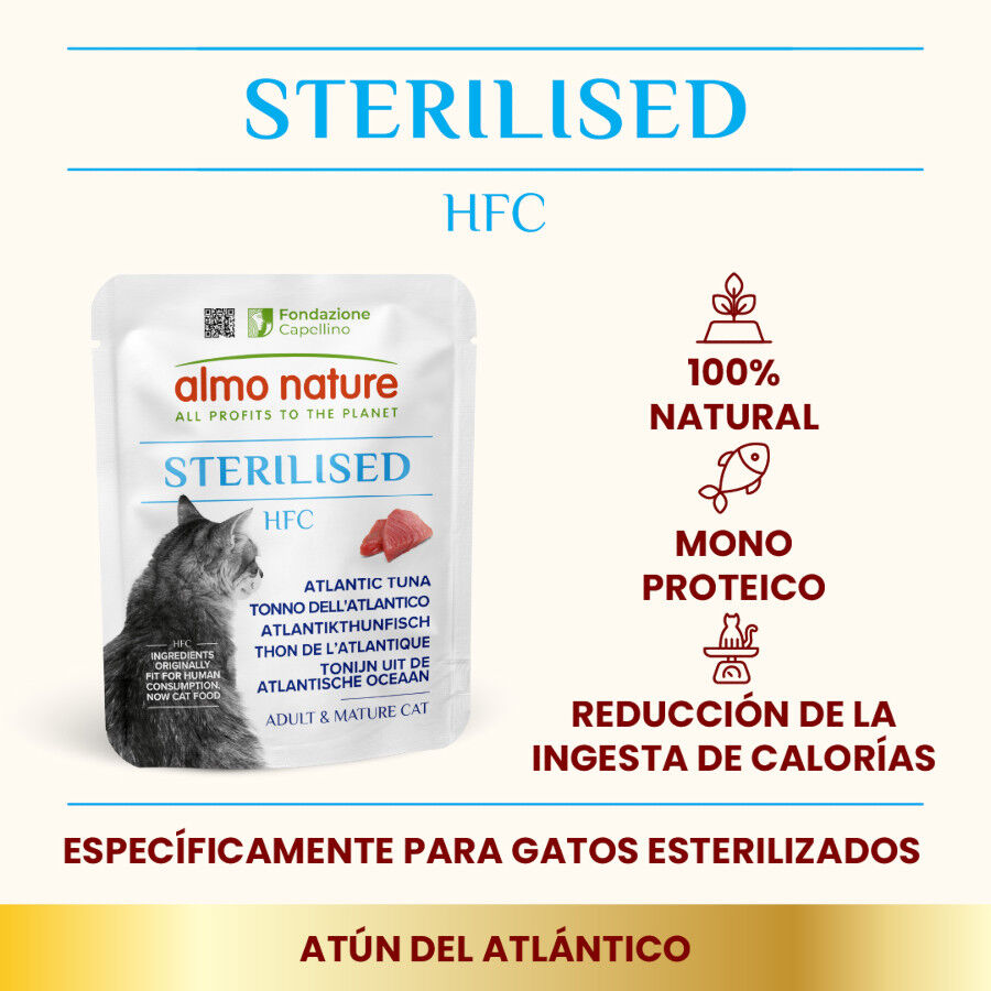 50 g Almo Nature HFC Sterilised At&uacute;n del Atlantico en sobre para gatos, , large Imagen numero 2