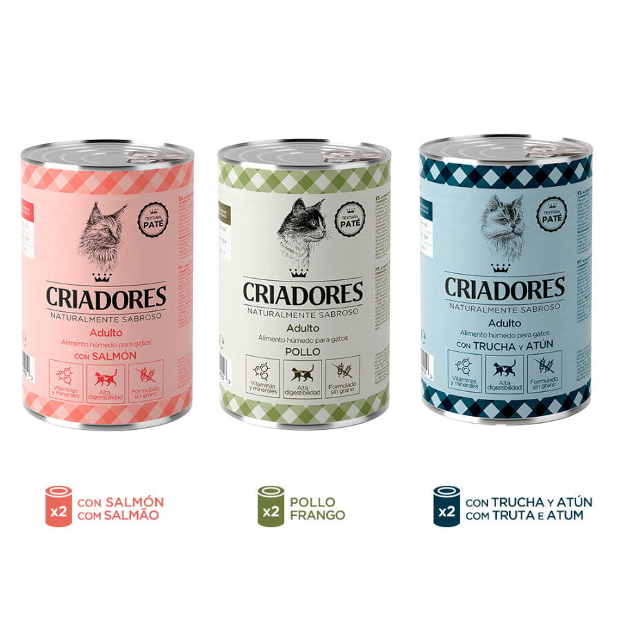 6 latas x 400 g Criadores Multipack de Pollo y Pescado en lata para gatos, , large indicador imagen numero 3