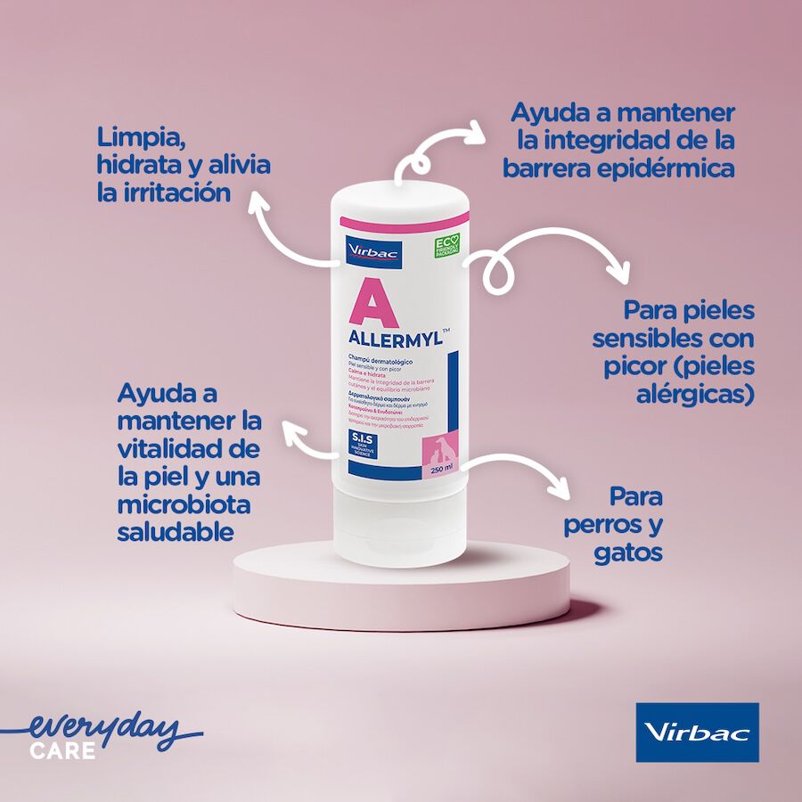 Virbac Allermyl Champ&uacute; dermatol&oacute;gico para piel sensible de perros y gatos, , large Imagen numero 3