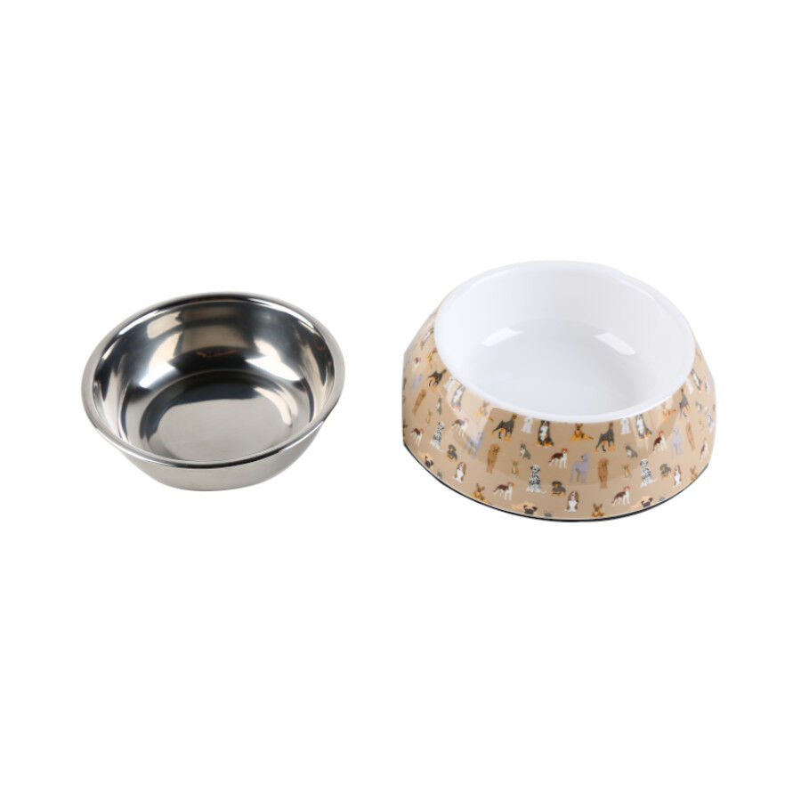Leeby comedero acero inoxidable estampado marr&oacute;n para perros, , large Imagen numero 4