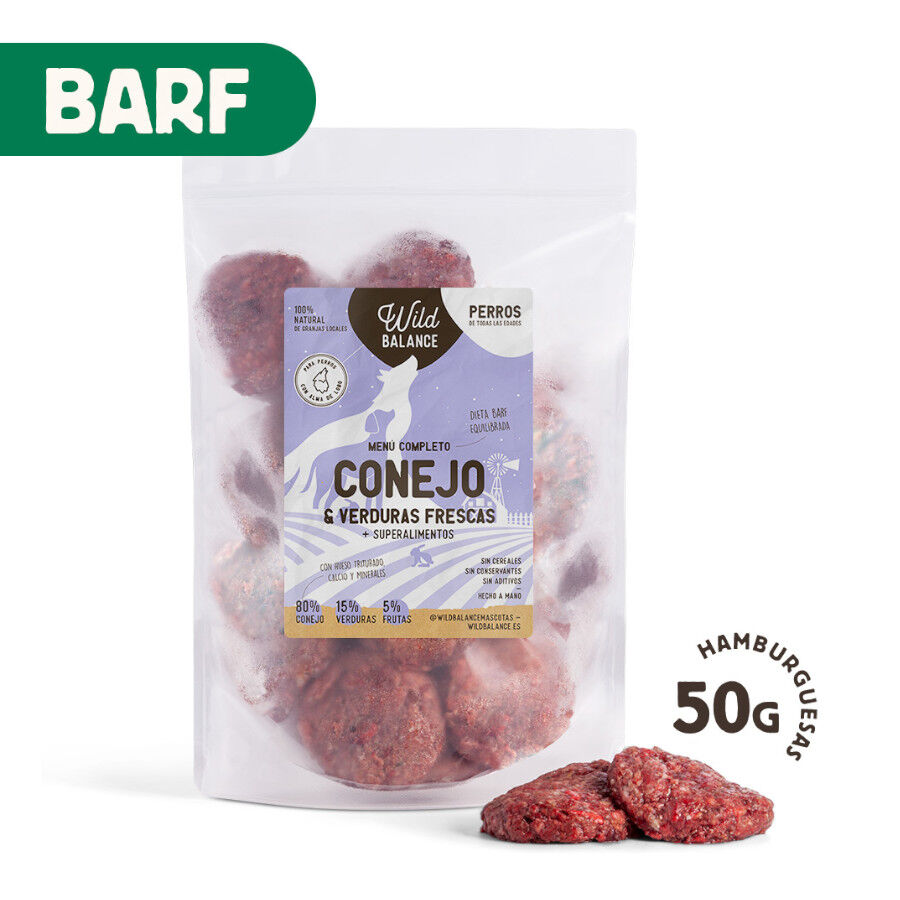 1 kg Wild Balance Men&uacute; Barf conejo con verduras comida congelada para perros, , large indicador imagen numero 2