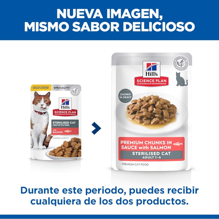 85 g Hill's Science Plan Sterilized Young Adult Salm&oacute;n sobre para gatos, , large indicador imagen numero 2