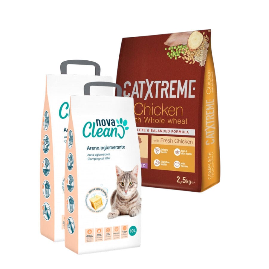2.5 kg Pienso Catxtreme Pavo y Pollo + 20L Arena Aglomerante Nova Clean para gatos  &iexcl;Pack Ahorro!, , large Imagen numero 1
