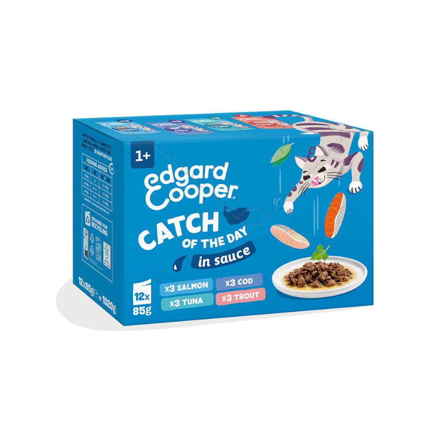 12 x 85 g Edgard & Cooper Selecci&oacute;n Captura del D&iacute;a sobre en salsa para gatos, , large indicador imagen numero 1