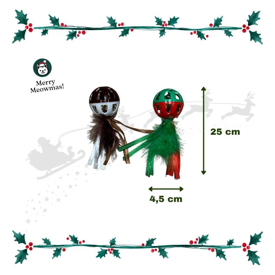 Wonder Christmas Pelota con Plumas y Cascabel Juguete para gatos, , large Imagen numero 3