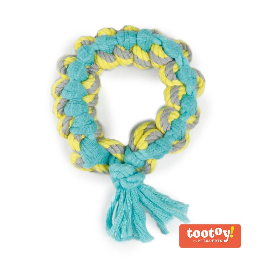 Tootoy! Chew Multi Ring Azul Mordedor de cuerda para cachorros, , large indicador imagen numero 1