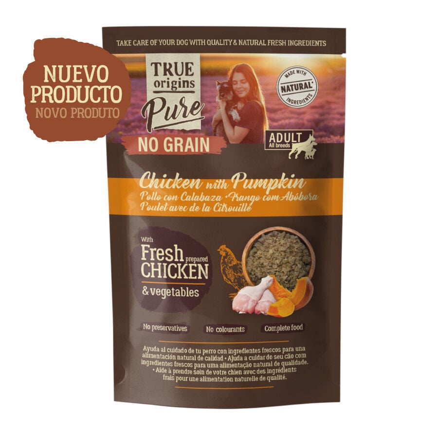 150 g True Origins Pure Pollo con Calabaza sobre para Perros, , large indicador imagen numero 2