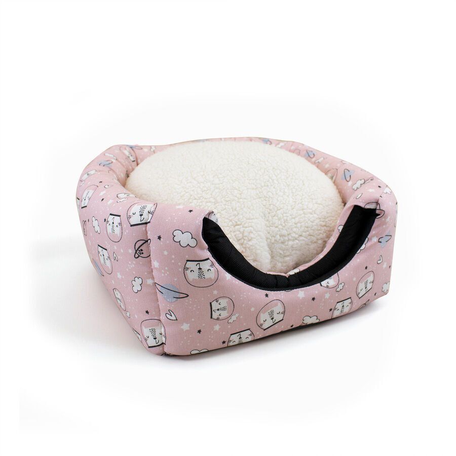 Leeby Cama Cueva Estampado C&oacute;mic Rosa para gatos, , large Imagen numero 4