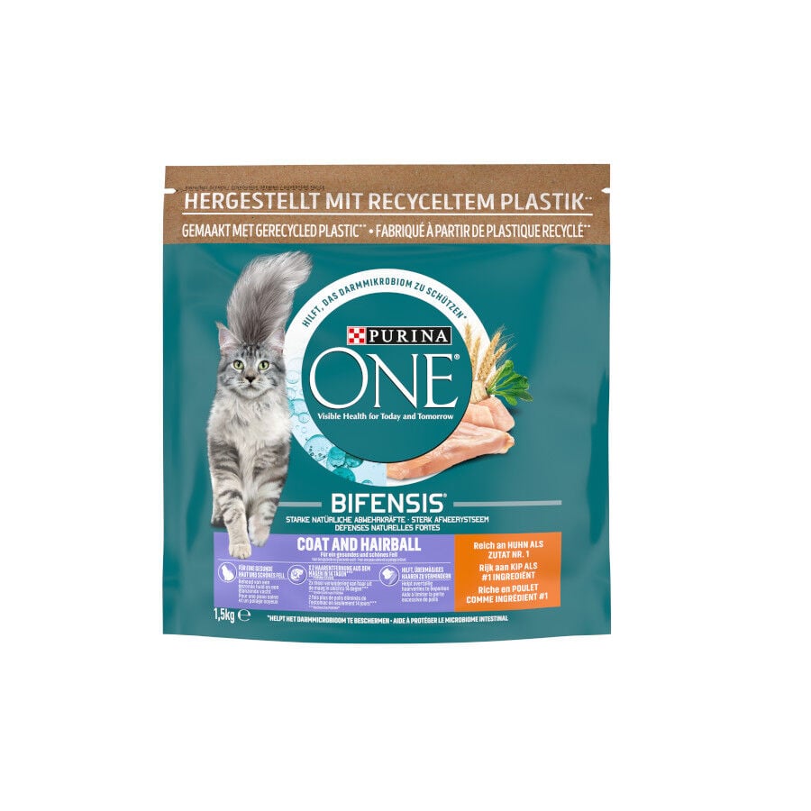 1.5 kg Purina One Bifense Coat&Hairball Pollo pienso para gatos, , large Imagen numero 1