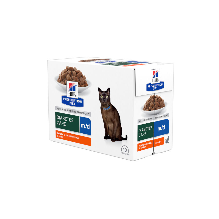 12 sobres x 85 g Hill's Prescription Diet Diabetes Care m/d Pollo Sobre en Salsa para gatos, , large indicador imagen numero 1
