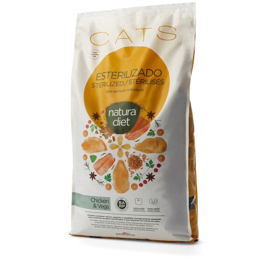 8 kg Natura Diet Sterilized Pollo y Vegetales pienso para gatos, , large indicador imagen numero 2