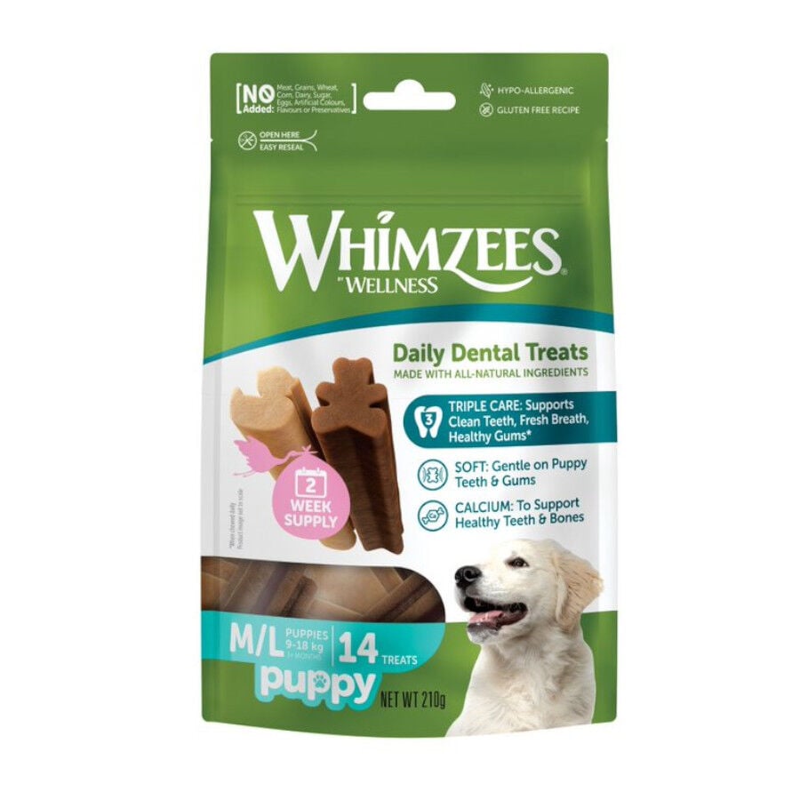 14 barritas Whimzees Puppy M/L Snacks Dentales Naturales para perros, , large indicador imagen numero 1