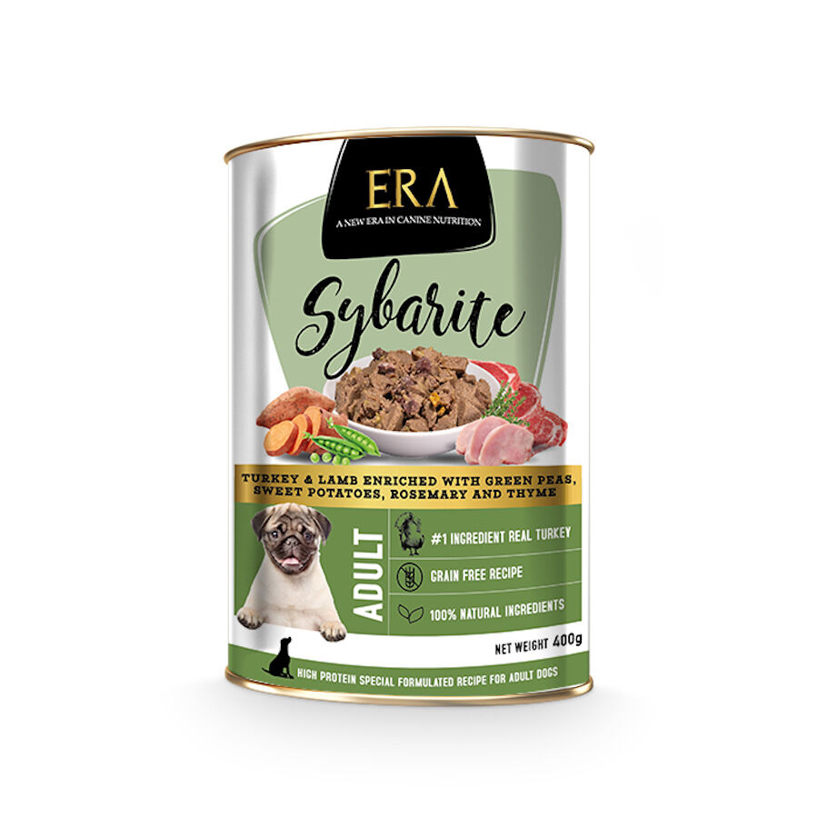 400 g ERA Sybarite Adulto Pavo, Cordero y Batata en pat&eacute; lata para perros, , large indicador imagen numero 1
