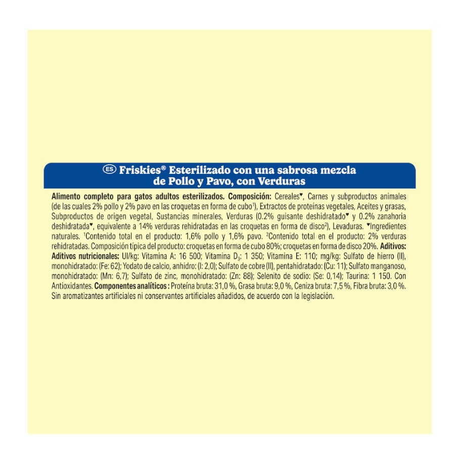 3 kg Friskies Sterilized Pollo y Pavo con Verduras pienso para gatos, , large indicador imagen numero 5
