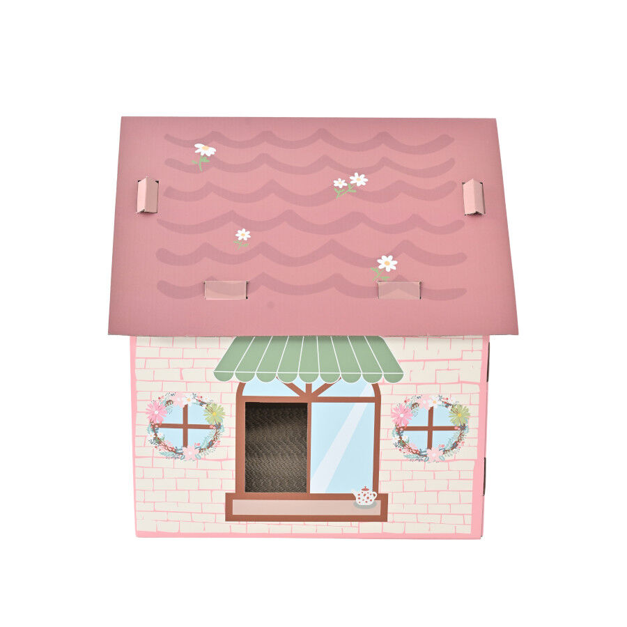 Leeby Hattie casita rascador de cart&oacute;n rosa para gatos, , large indicador imagen numero 6