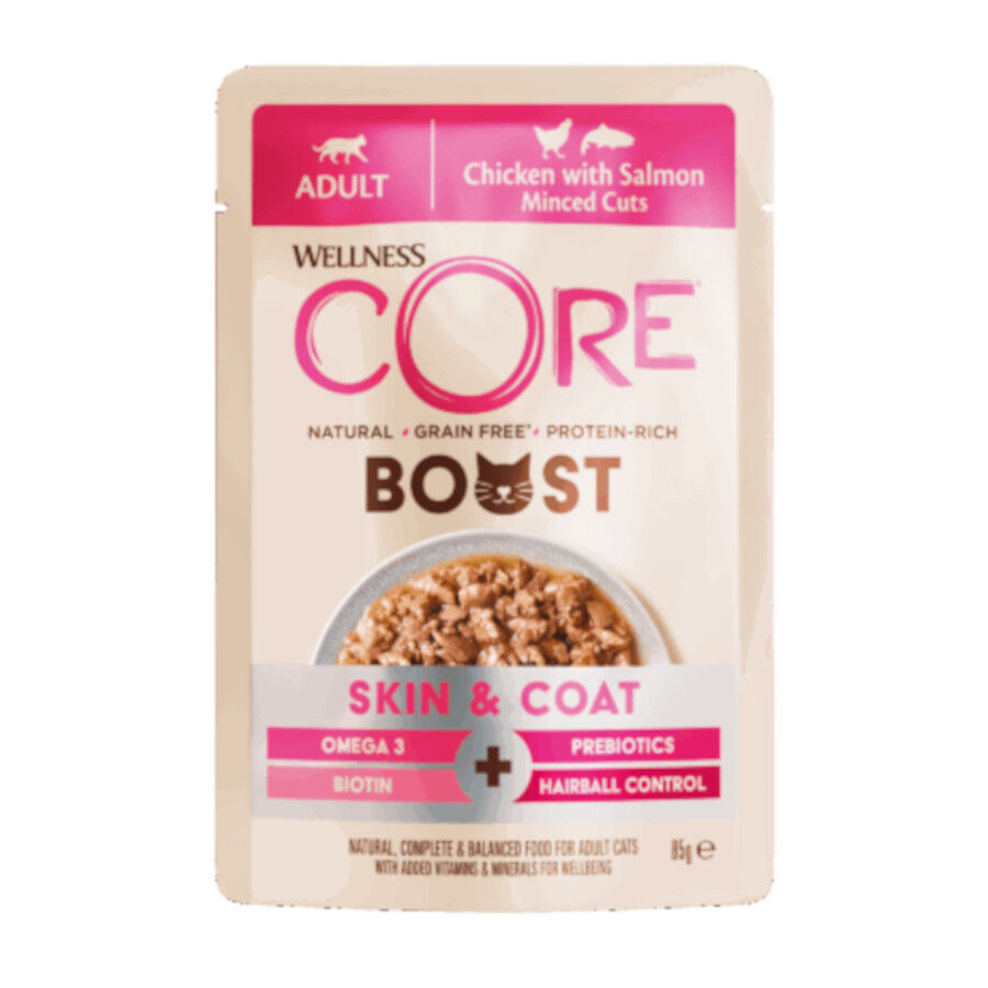 85 g Wellness Core Boost Skin & Coat Pollo y Salm&oacute;n sobre para gatos, , large Imagen numero 1