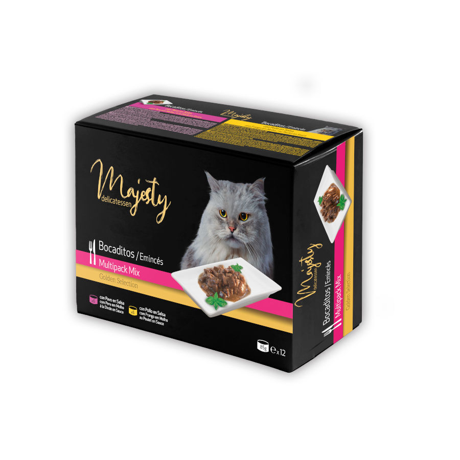 Majesty Adult Slide Mix Bocaditos en salsa lata para gatos &ndash; Pack