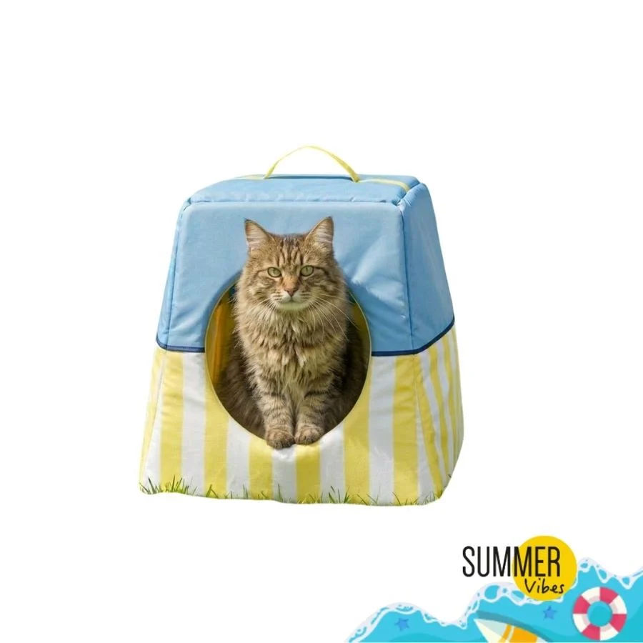 Summer Vibes Cama Cueva Azul y Amarillo para gatos, , large indicador imagen numero 7