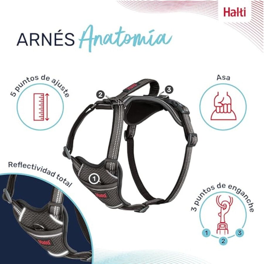 Halti arn&eacute;s anat&oacute;mico con asa gris para perros, , large indicador imagen numero 3