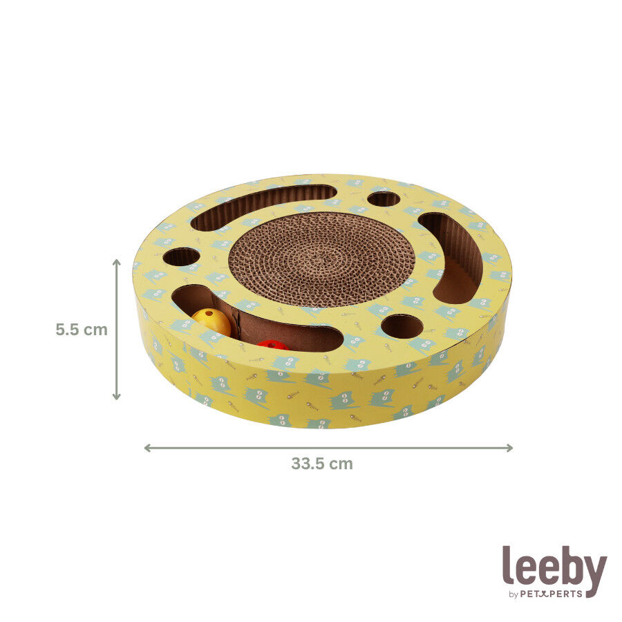 Leeby Pelusa rascador de cart&oacute;n con bola y estampado amarillo para gatos, , large Imagen numero 5