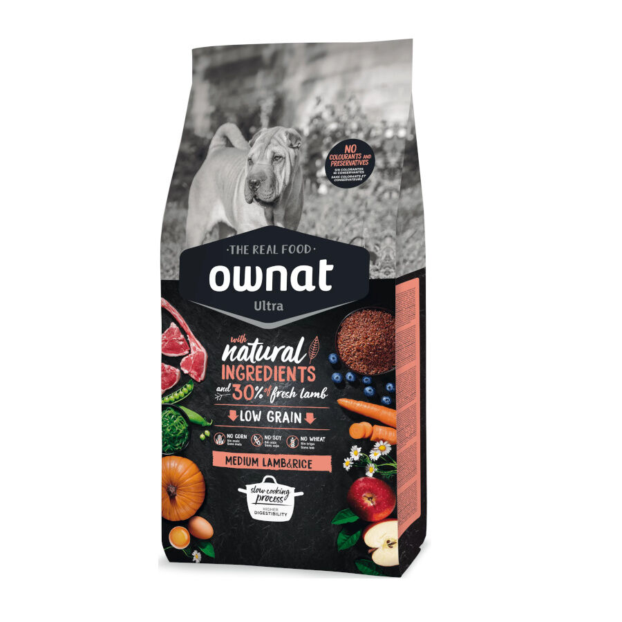 12 kg Ownat Medium Ultra Cordero y Arroz pienso para perros, , large Imagen numero 2