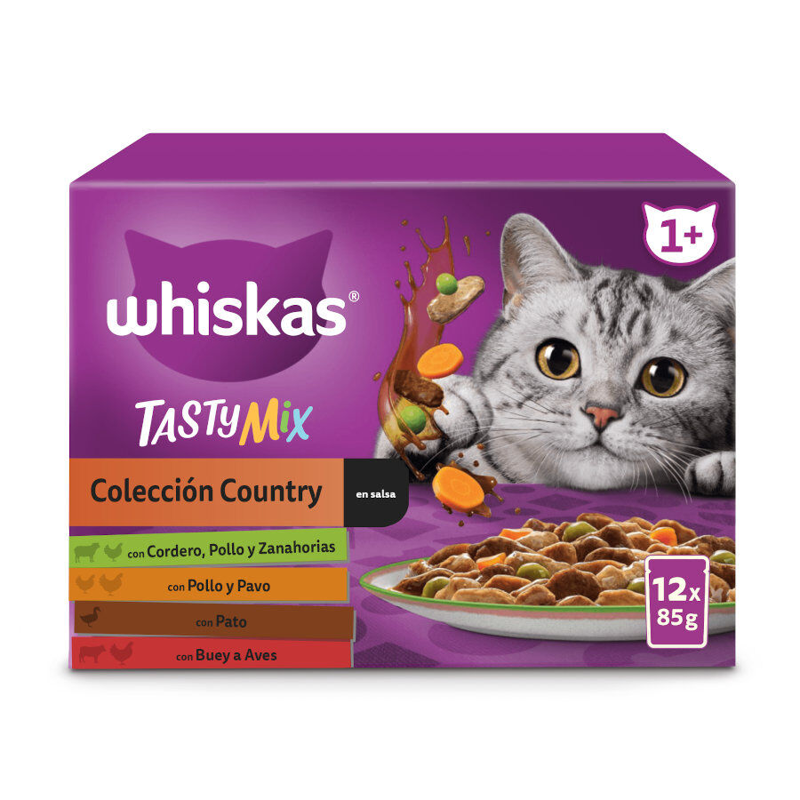 12 sobres x 85 g Whiskas Tasty Mix Country Sobres en Salsa para gatos, , large indicador imagen numero 1