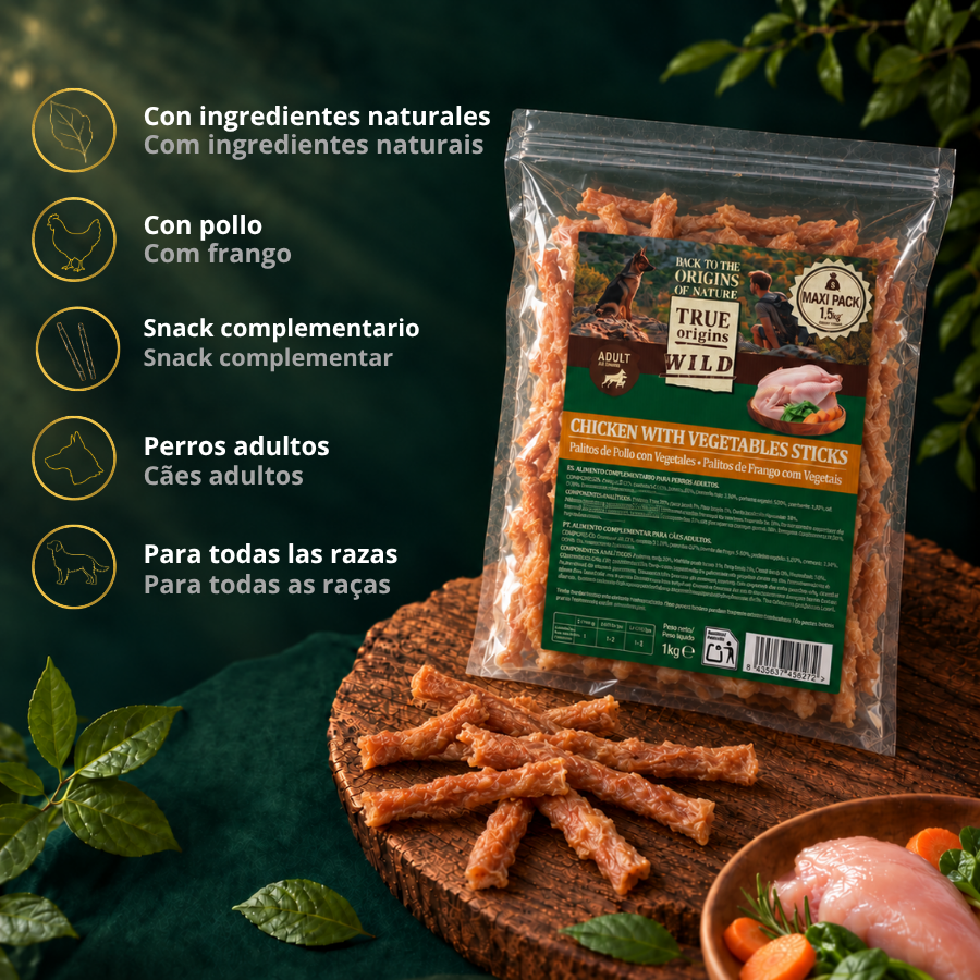 1.5 kg True Origins Wild Palitos de Pollo con Vegetales Snack para perros, , large indicador imagen numero 3