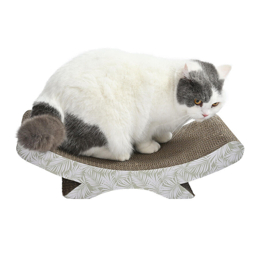 Leeby Remy Rocker rascador de cart&oacute;n horizontal con estampado de hojas para gatos, , large Imagen numero 7