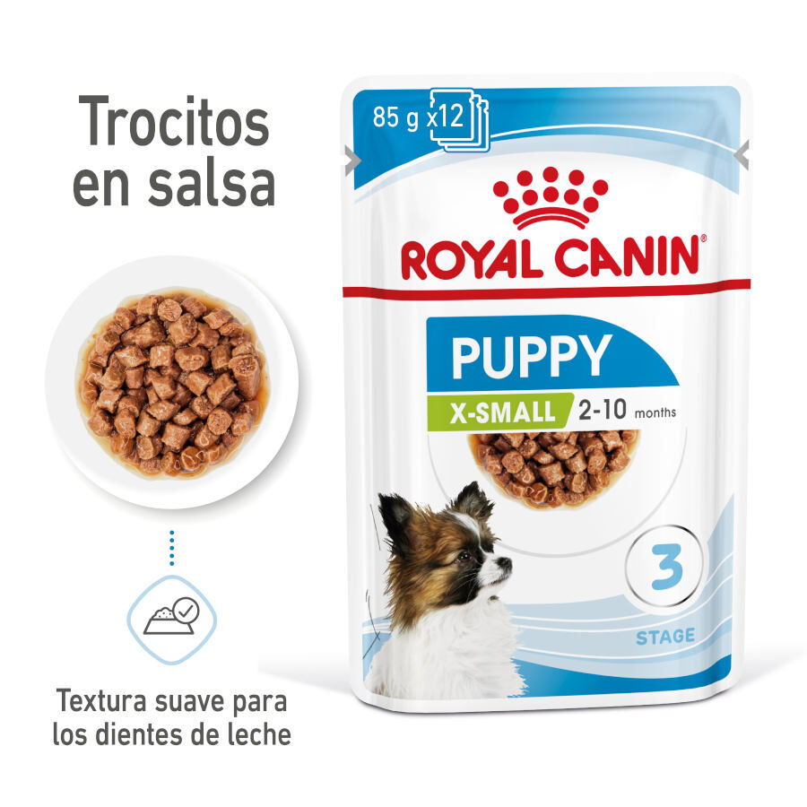 85 g Royal Canin X-Small Puppy Trocitos en Salsa sobre para perros, , large Imagen numero 1