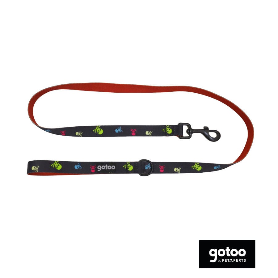 Gotoo Correa estampada calavera negro para perros, , large Imagen numero 2