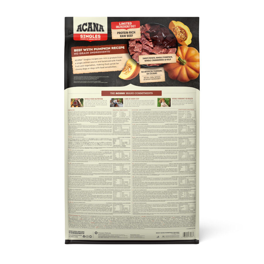 11.4 kg Acana Singles Ternera con Calabaza pienso para perros, , large Imagen numero 2