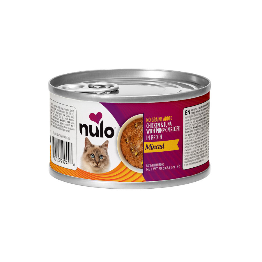 Nulo Pollo y At&uacute;n desmenuzados con Calabaza lata para gatos