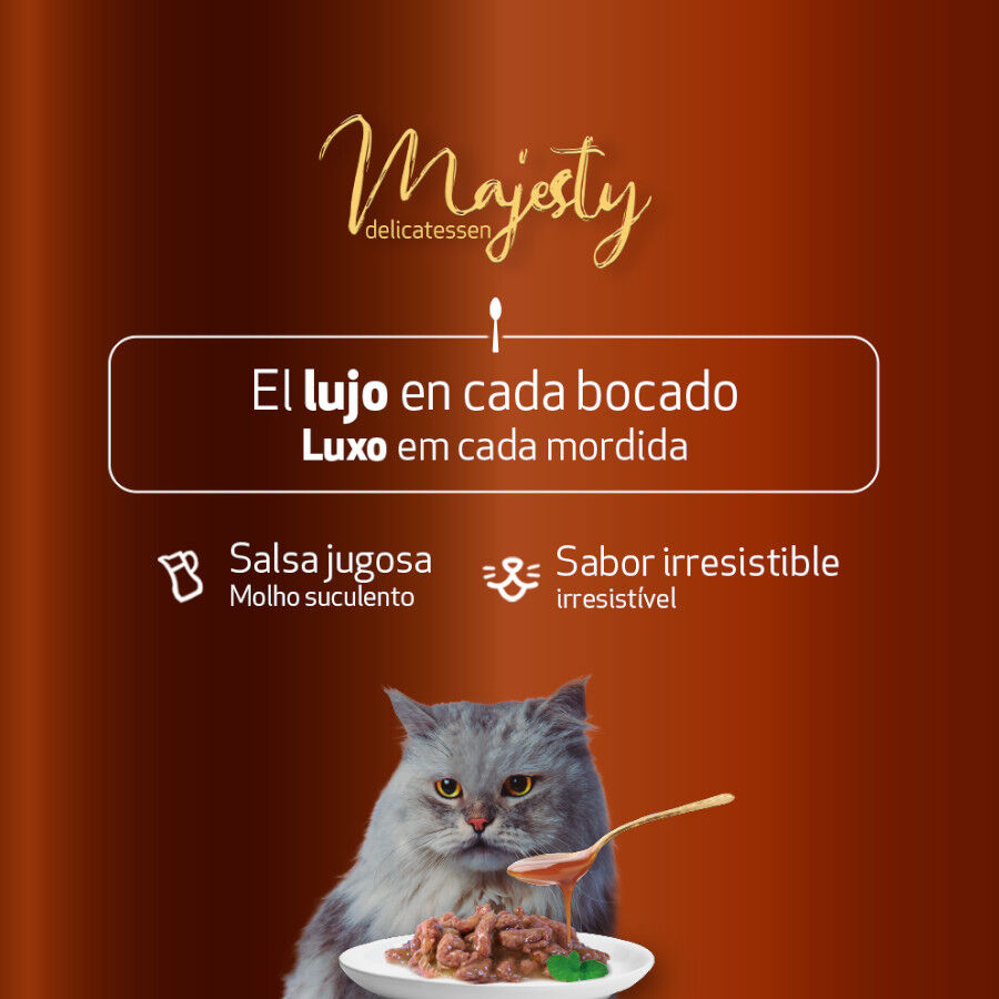 12 sobres x 100 g  Majesty Multipack Sobres Salsa Carne en Salsa para gatos, , large indicador imagen numero 5