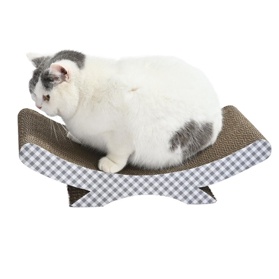 Leeby Remy Rocker rascador de cart&oacute;n horizontal con estampado vichy para gatos, , large indicador imagen numero 5