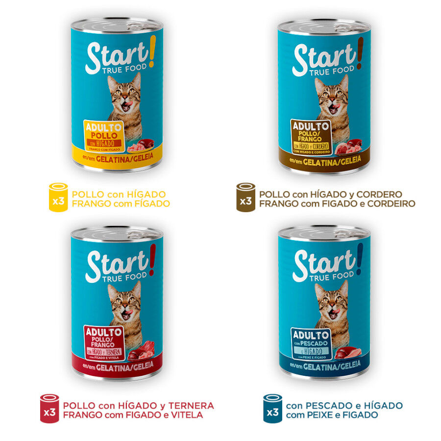 12 latas x 400 g Start Multipack de Carne y Pescado en Gelatina para Gatos, , large indicador imagen numero 3