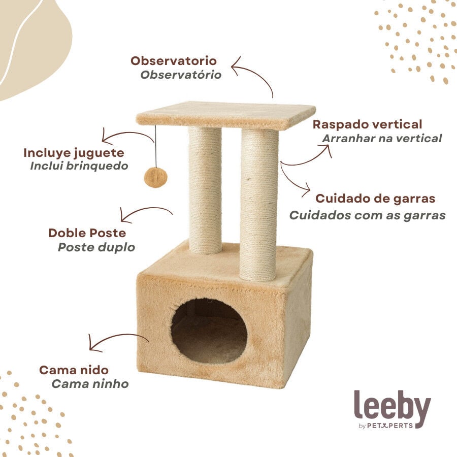 Leeby Colette Scratch rascador con cama nido y juguete beige para gatos, , large indicador imagen numero 3
