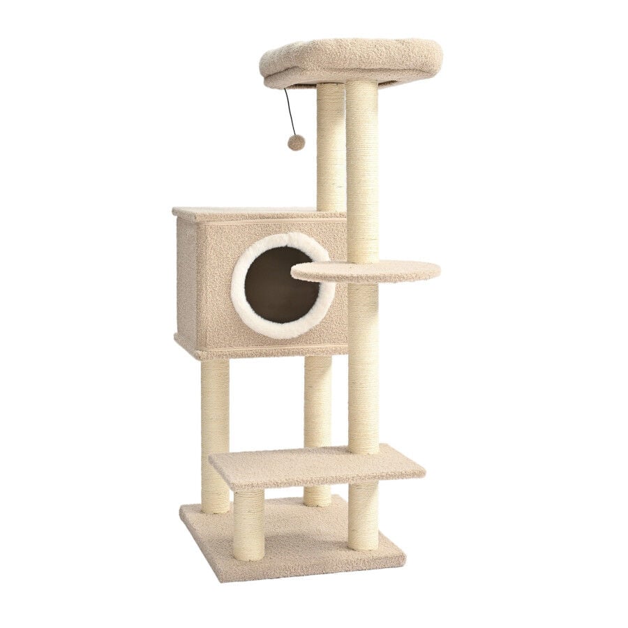 Leeby Boucle Collection &aacute;rbol rascador con cama nido y juguete para gatos, , large indicador imagen numero 1