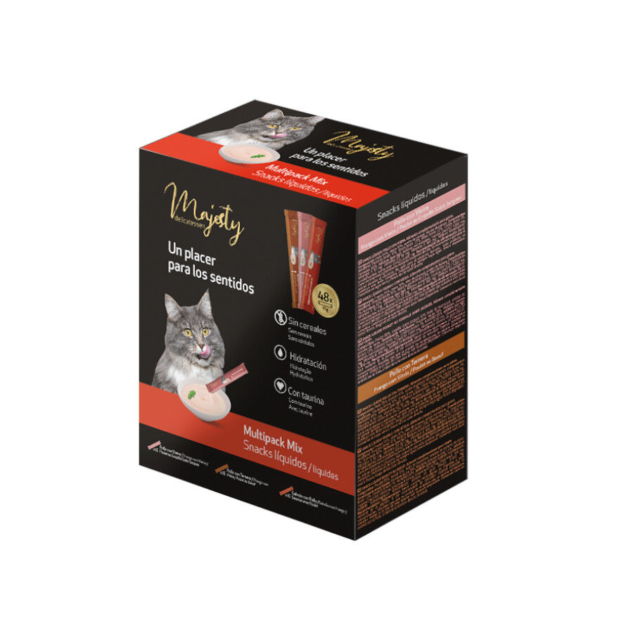48 sobres x 15 g Majesty Mix de snack l&iacute;quido para gatos, , large Imagen numero 1