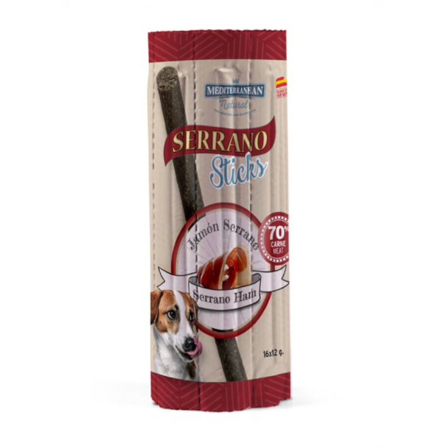 16 barritas Mediterranean Natural Serrano Barritas de Jam&oacute;n Serrano para perros, , large Imagen numero 1