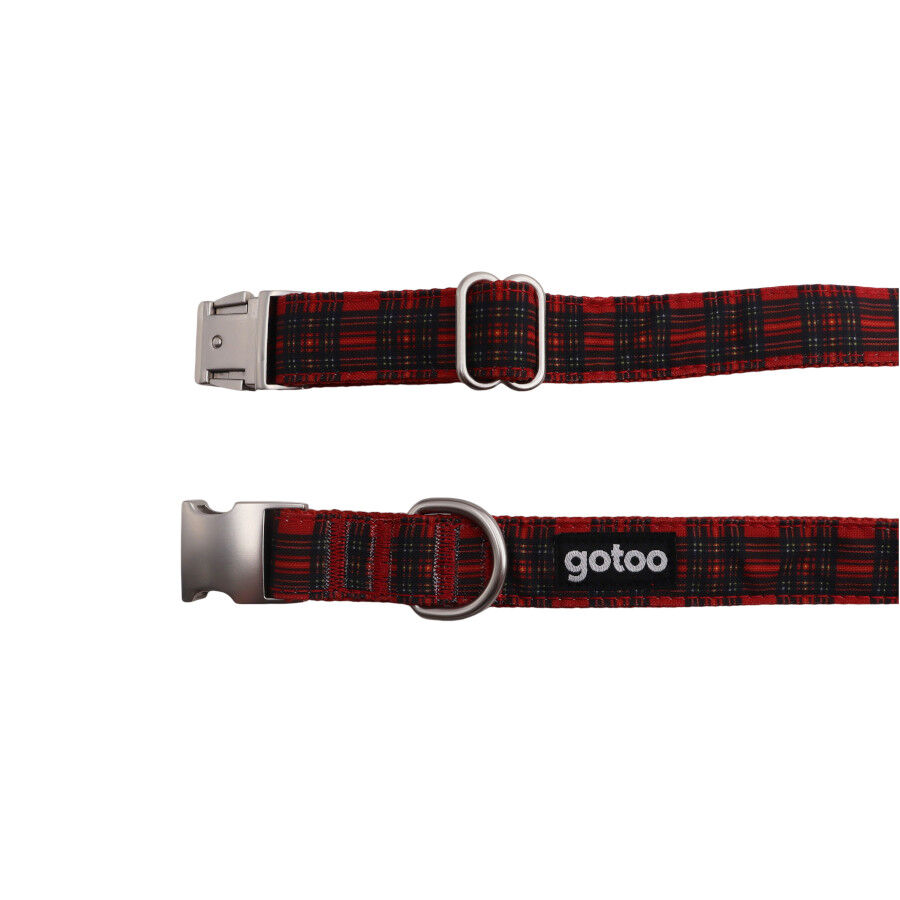 Gotoo Collar estampado tart&aacute;n rojo para perros, , large indicador imagen numero 4
